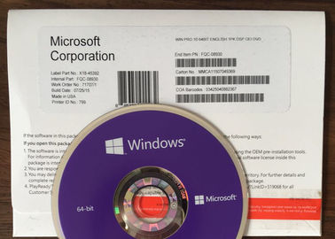 4 DVDS de la activación de la llave 64 del producto de Windows 10 de la memoria del GB favorables y COA mordidos