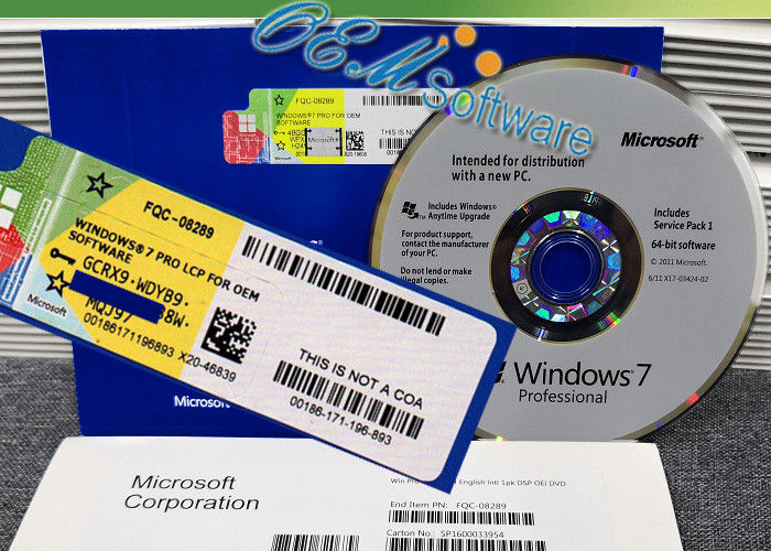 DVD profesional de la etiqueta engomada del COA del holograma de la llave del OEM del paquete del OEM de la caja de Windows 7 del ordenador